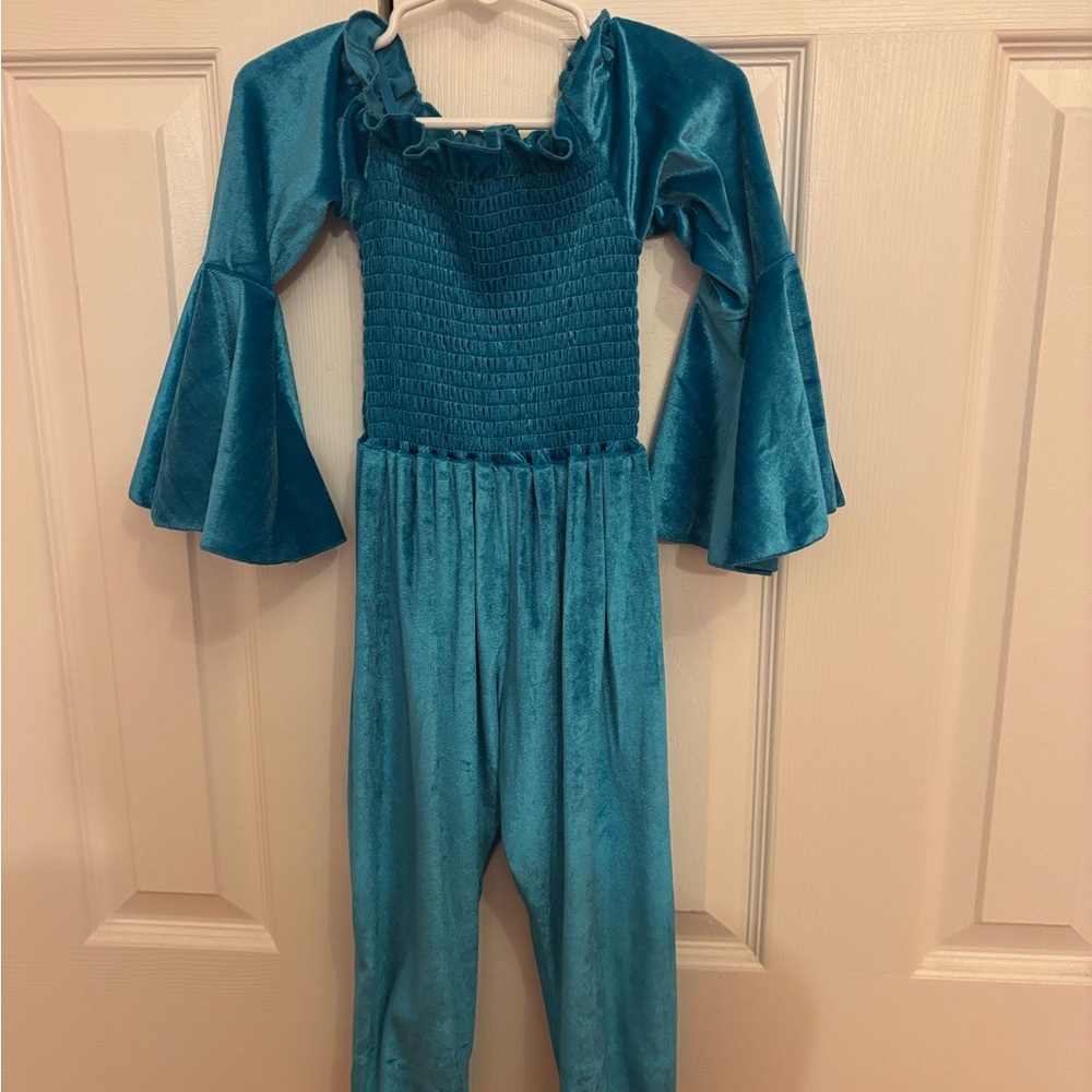 Teal Kids Romper with Flared Sleeves